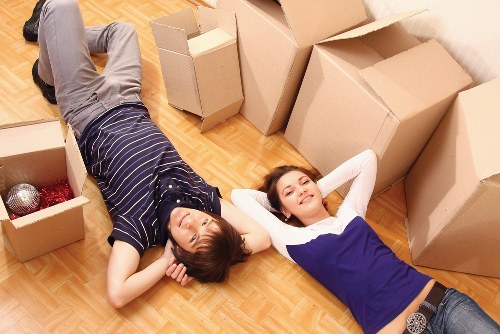 Packed moving boxes ready for house removals in Canonbury